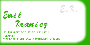 emil kranicz business card